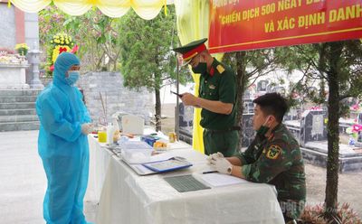 Ban Chỉ đạo 515 tỉnh lấy mẫu ADN hài cốt liệt sĩ tại Nghĩa trang liệt sĩ xã Sơn Dương