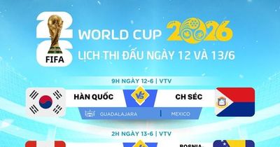 Lịch thi đấu World Cup 2026 ngày 12 và 13-6
