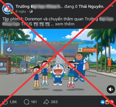Các fanpage đồng loạt xóa video Doraemon quảng bá trường học ở Thái Nguyên