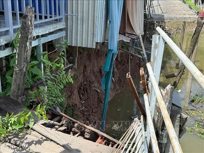 Sạt lở bờ sông Nam Kênh 10 Châu Phú (An Giang), thiệt hại khoảng 700 triệu đồng