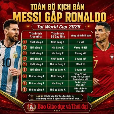 9 kịch bản đưa Messi đối đầu Ronaldo tại World Cup 2026