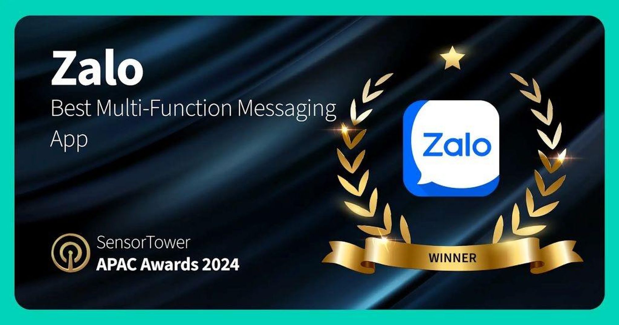  Zalo đạt giải Ứng dụng nhắn tin đa chức năng xuất sắc nhất của Sensor Tower APAC Awards 2024 (Nguồn: Sensor Tower) 