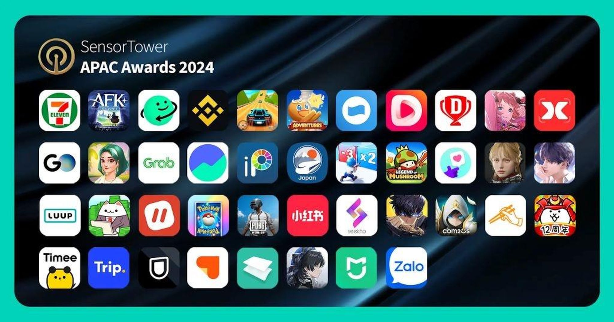  Các game &amp; ứng dụng đạt giải Sensor Tower APAC Awards 2024 (Nguồn: Sensor Tower) 
