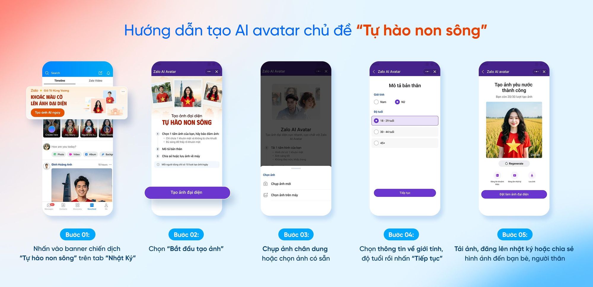  Hướng dẫn tạo AI Avatar chủ đề "Tự hào non sông". 