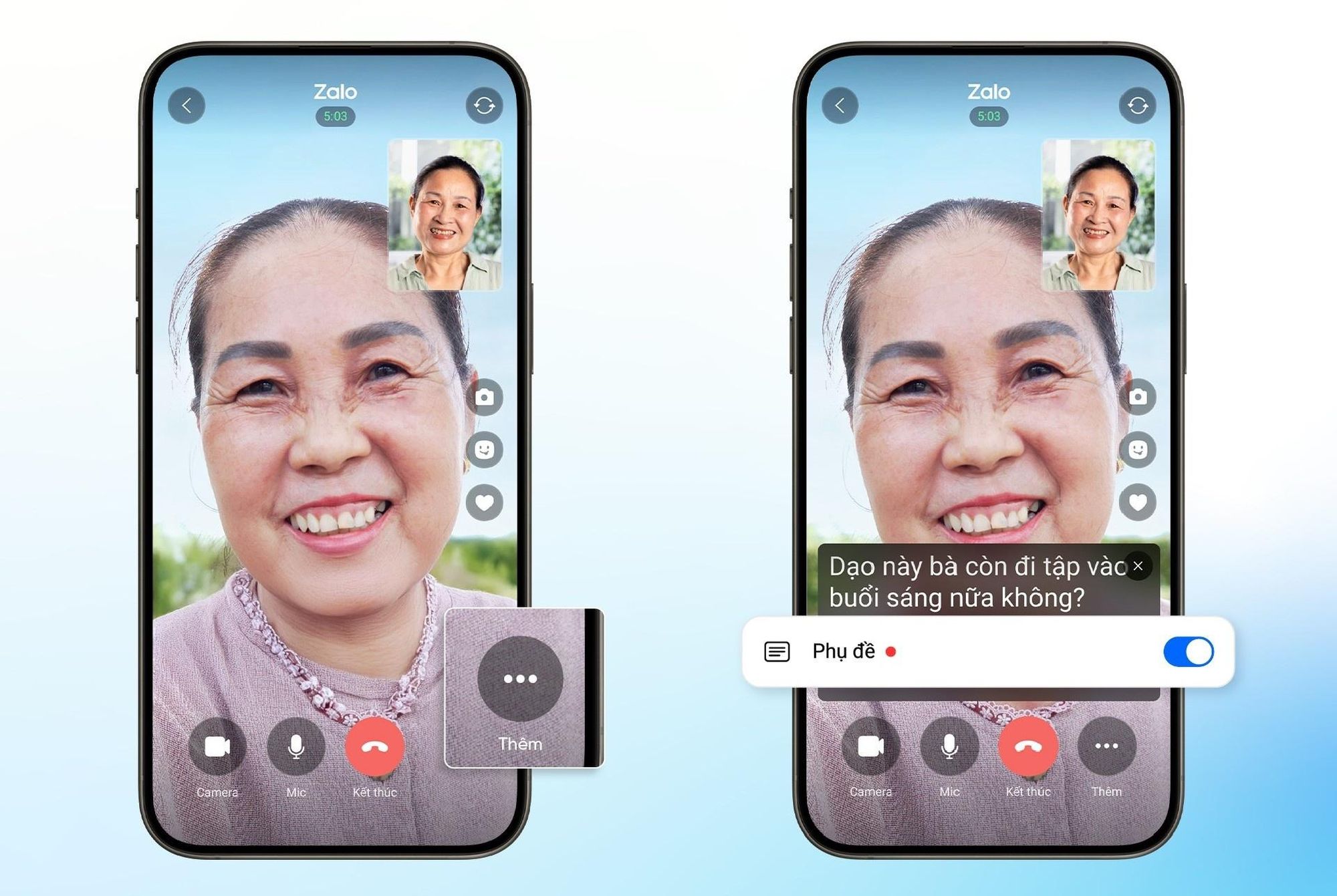  Minh họa tính năng Phụ đề cuộc gọi (Call Caption) trên Zalo. 