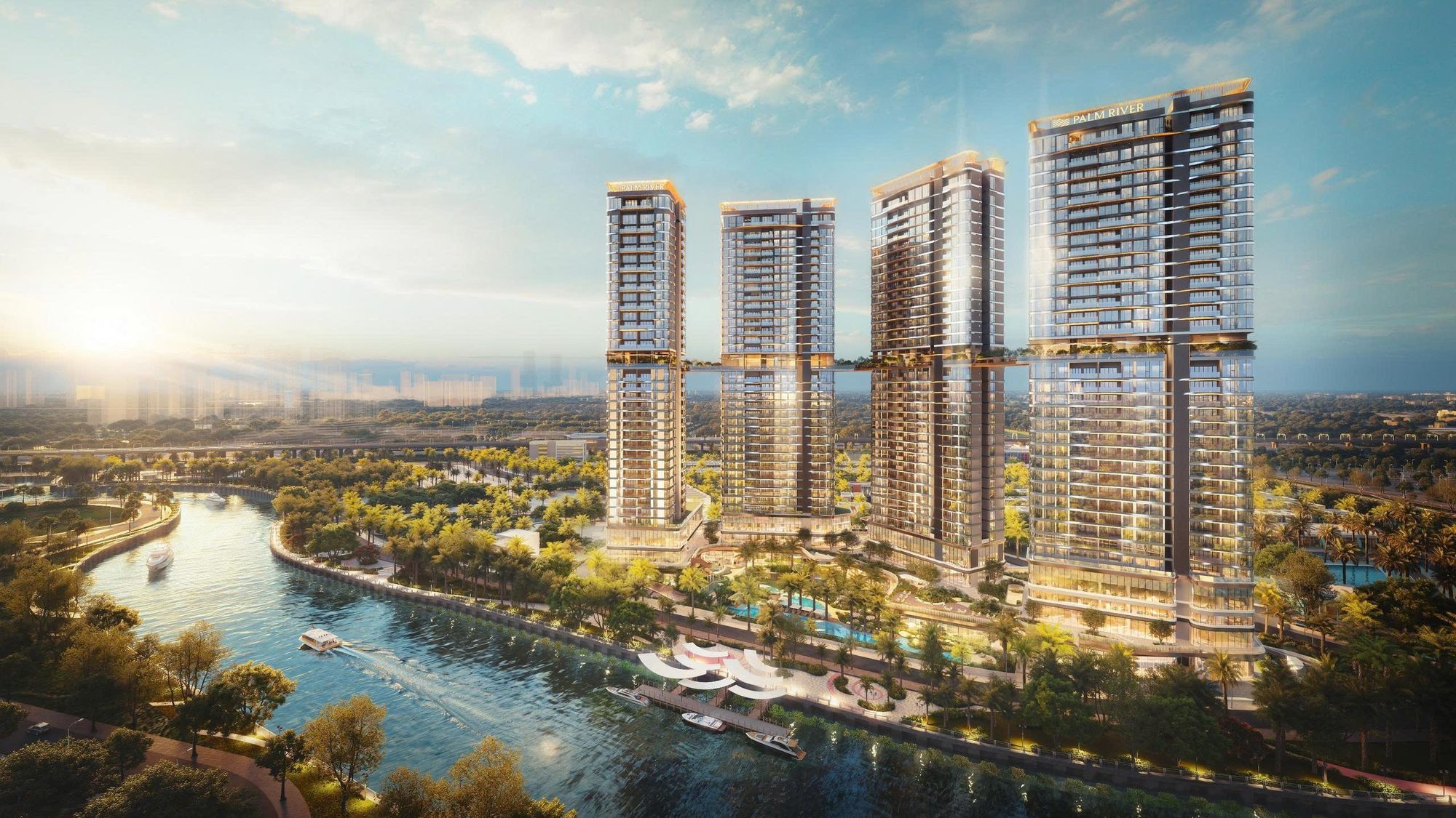 Phối cảnh không gian và tiện ích nội khu tại đô thị nghỉ dưỡng giữa lòng thành phố Palm River.