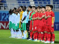 Hình ảnh U23 Việt Nam thi đấu nỗ lực tại tứ kết U23 châu Á 2022