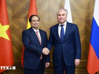 Thủ tướng Phạm Minh Chính hội kiến Chủ tịch Duma Quốc gia Nga Vyacheslav Volodin