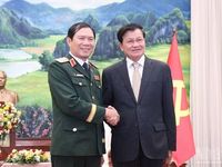 Đại tướng Nguyễn Tân Cương thăm và làm việc tại Lào