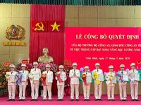 Công an Ninh Bình công bố Quyết định thăng cấp bậc hàm, nâng lương và công tác cán bộ