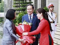 Chủ tịch Quốc hội Trần Thanh Mẫn đón và hội đàm với Chủ tịch Quốc hội Campuchia