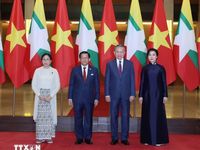 Tổng Bí thư, Chủ tịch nước chủ trì Lễ đón Tổng thống Myanmar thăm Việt Nam