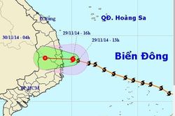 Tin bão số 4 tối 29/11: Đường đi, hướng di chuyển của bão nhìn từ vệ tinh