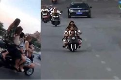 5 nữ sinh cấp 2 trên một chiếc xe tay ga gây choáng mạng xã hội