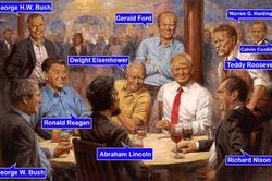 Nguồn gốc bức tranh Tổng thống Trump uống nước ngọt với những người tiền nhiệm