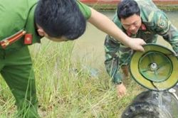 Trục vớt quả bom nặng gần 400kg mắc lưới ngư dân Hà Tĩnh