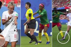 Choáng ở World Cup nữ: Cầu thủ Cameroon 'phun mưa', đạp gầm giày đối thủ, đẩy ngã trọng tài, tố FIFA