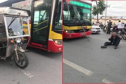 Lái xe ba gác lăn ra đường 'ăn vạ' xe buýt: Tài xế thương binh say rượu, đuổi đánh lái xe buýt