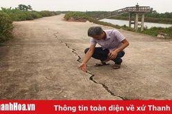 Xuất hiện những vết nứt dài hàng trăm mét trên đê hữu sông Càn qua huyện Nga Sơn