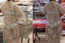 Diện trang phục đi siêu thị như đi biển, người phụ nữ bị chỉ trích nặng nề