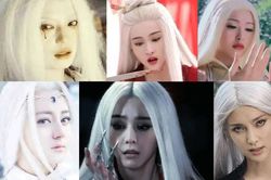 Sao Hoa ngữ với tạo hình mái tóc dài bạc trắng