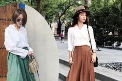F5 cho những cô nàng công sở mãi say đắm với váy chữ A và sơ mi