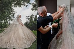 Ông trùm Haute Couture Elie Saab tự tay thiết kế váy cưới đính hàng nghìn viên pha lê Swarovski cho con dâu