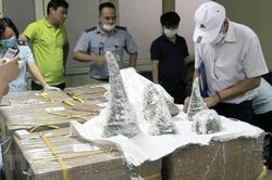 Bắt giữ hơn 125kg sừng tê giác giấu trong khối thạch cao ở sân bay Nội Bài