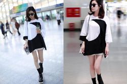 Không thua kém Dương Mịch - Angelababy, Xa Thi Mạn 'nối gót' với mốt giấu quần khoe chân thon