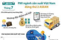 Tháng 7, PMI ngành sản xuất Việt Nam đứng thứ 2 ASEAN