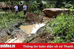 Quan Hóa: Lở đá ở Nam Xuân 8 hộ dân bị ảnh hưởng