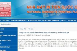 Nhà máy in tiền Quốc gia 'lên tiếng' trước tin báo lỗ