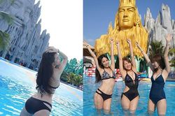 Hot girl siêu vòng 1 du lịch Việt Nam bị chỉ trích vì diện bikini ở nơi tôn nghiêm