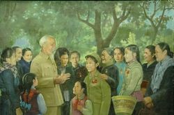 Những bức tranh đầy tôn kính của thế hệ họa sĩ Đông Dương nhớ về Bác Hồ