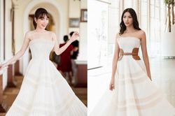 Nhã Phương khôn khéo làm điều này để đẹp lòng fan khi đụng lại váy Hoàng Thùy