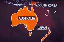 Truyền hình Nga đặt nhầm Nhật Bản ở Nam bán cầu, cạnh Australia