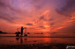 Nhịp sống lúc bình minh ở bãi biển Cửa Lò