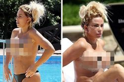 Katie Price để ngực trần còn nguyên vết phẫu thuật đi bơi gây sốc