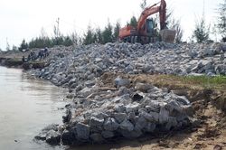Khắc phục sự cố sạt lở đê biển xung yếu ở Hà Tĩnh