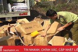 Quản lý Thị trường Hà Tĩnh tiêu hủy lượng lớn hàng giả, hàng không rõ nguồn gốc
