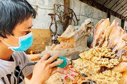 Độc đáo nghề điêu khắc gỗ từ gốc, rễ cây