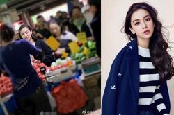 Xuất hiện ở khu chợ rau, Angelababy tỏa sáng và được chú ý như đang đi trên thảm đỏ sự kiện