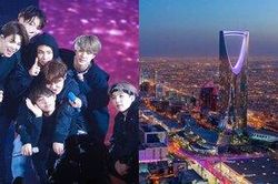 Nhiều tòa nhà ở Ả-rập Xê-út bật đèn tím chào đón BTS sang biểu diễn