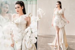 Á hậu Tú Anh khoe chân dài gợi cảm với bộ váy thiết kế lạ mắt