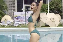 Bị chê đùi to, Kiều Loan vẫn tự tin diễn áo tắm ở Hoa hậu Hòa bình