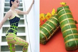 Hơn 3 tháng nữa mới đến Tết nhưng Bảo Anh đã lên đồ cosplay đòn bánh tét rồi