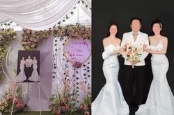 Đăng ảnh cưới 'một chồng hai vợ', dân mạng tưởng đám cưới 'tay ba' nhưng hóa ra chỉ là… rủ bạn thân chụp cùng cho vui!