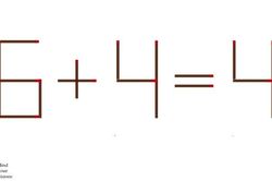 Di chuyển một que diêm để sửa 6 + 4 = 4 thành phép tính đúng
