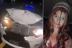 Hóa trang Halloween, trùng hợp cô gái gặp tai nạn xe, cảnh sát phát khiếp...