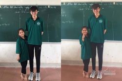 Đôi bạn 'khổng lồ và tí hon' chênh nhau đến nửa mét